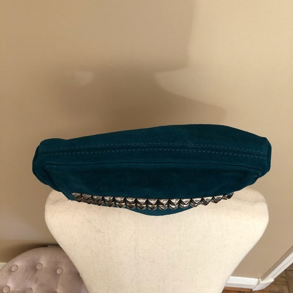 Tylie Malibu Studed Suede Turquoise Clutch - Picture 3 of 7